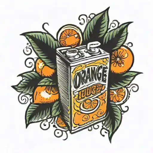 orange juice carton tattoo design idea