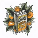 orange juice carton tattoo design idea