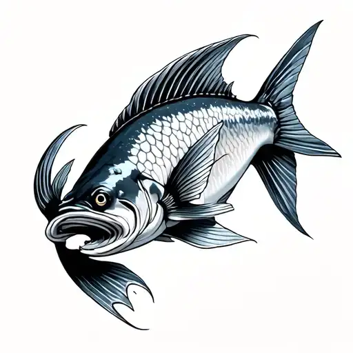 gar fish transforming tattoo design idea