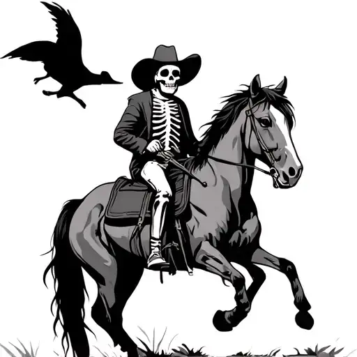 skeleton cowboy riding a horse tattoo design idea