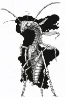 Mechanical preying mantis tattoo design idea