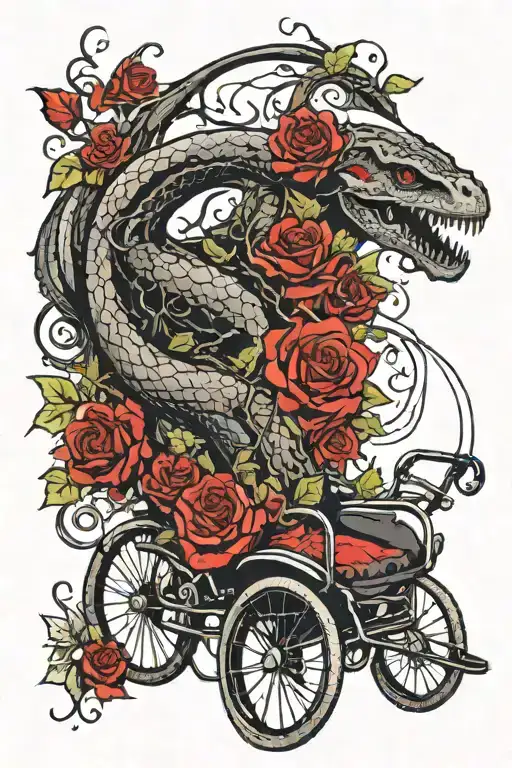 tree snake  black eagle waterfalls eyeball wheelchair sun, moon ,whale,dragon,grimreaper skull roses tattoo design idea