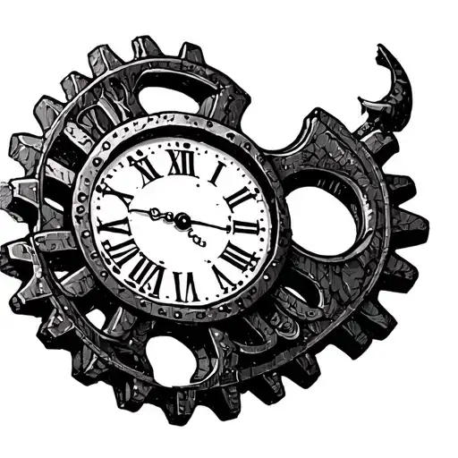 Clock that looks like a gear with Roman numerals tattoo design idea