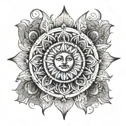 Sun and moon mandala tattoo design idea
