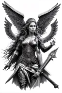 Valkyrie warrior attack tattoo design idea