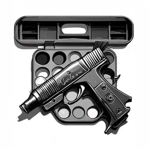 paint palette with brush and tattoo gun  tattoo design idea