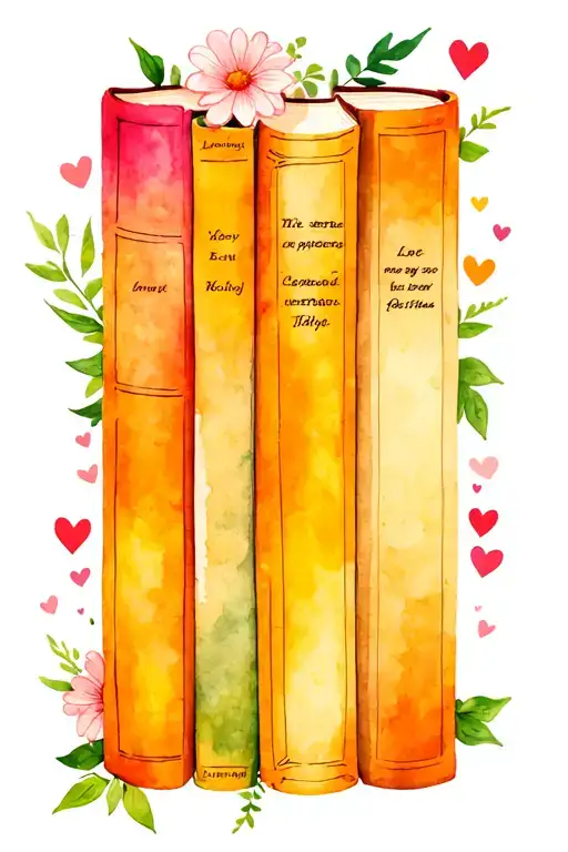 books with flowers and hearts symbolizing love tattoo design idea
