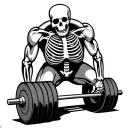 skeleton deadlifting tattoo design idea