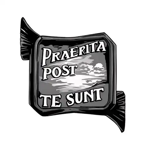 rear view mirror with words inside "Praeterita post te sunt" tattoo design idea
