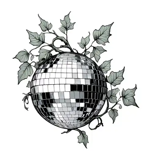 ivy plant wrapping a mirrorball tattoo design idea