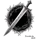 Sword with verse Proverbs 18:24 tattoo design idea