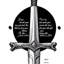 Sword with verse Proverbs 18:24 tattoo design idea