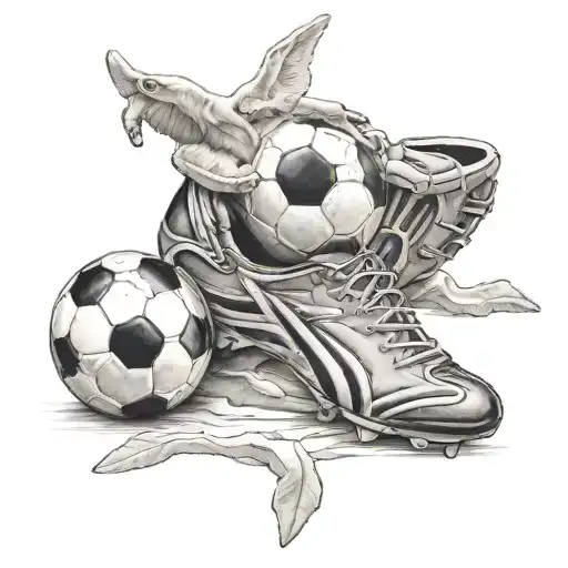 gods hands giving soccer cleats to a mom and a baby tattoo design idea