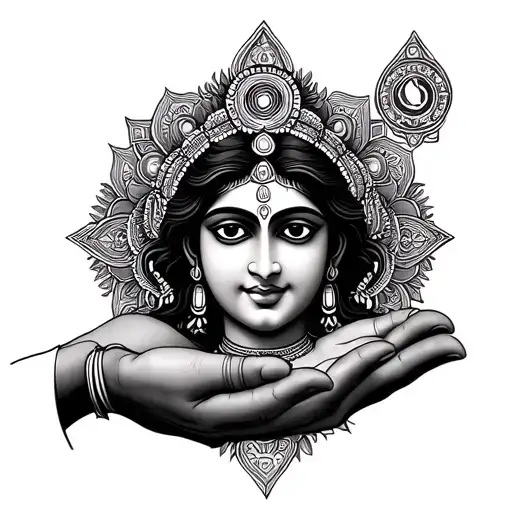 krishna hand holding shuderson chakra symbols tattoo design idea