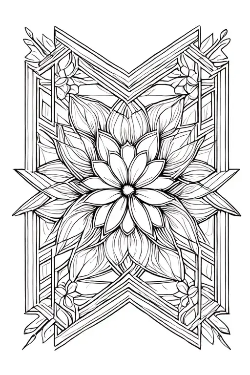 geometric floral tattoo design idea