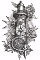 lighthouse compass anchor tattoo design idea