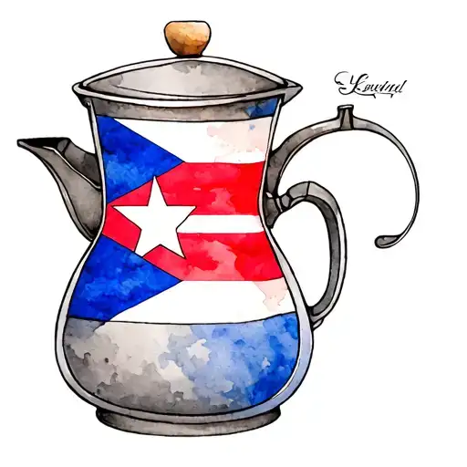coqui hugging moka pot with puerto rico flag tattoo design idea
