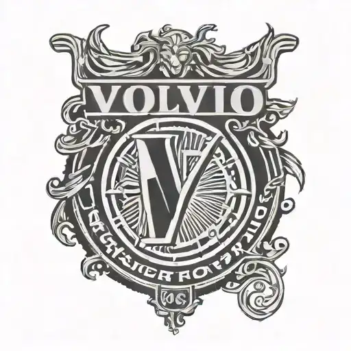 volvo logo with little shadows and a little tire tattoo design idea