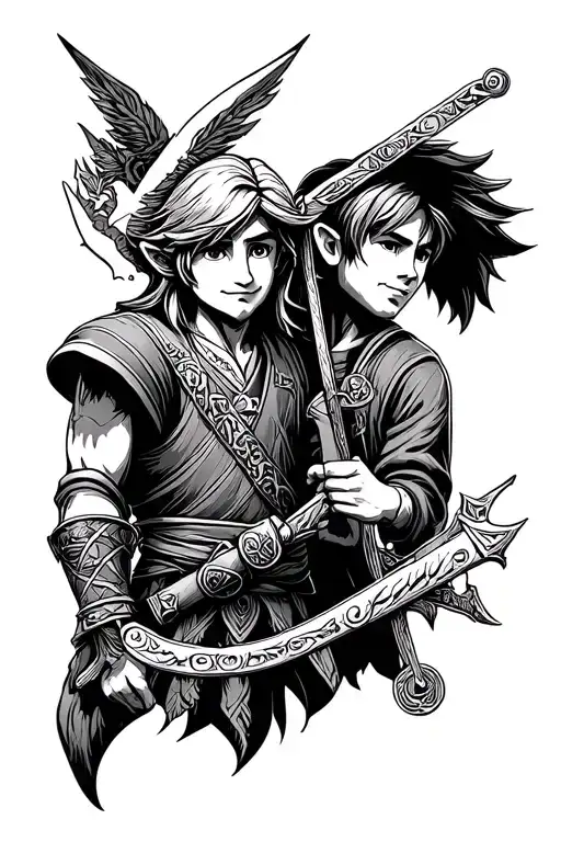 the legend of zelda and fatherhood serving as a reminder tattoo design idea