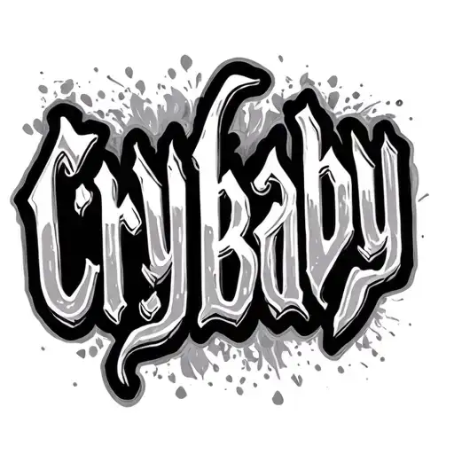 tattoo font (calligraphy) saying "crybaby" tattoo design idea