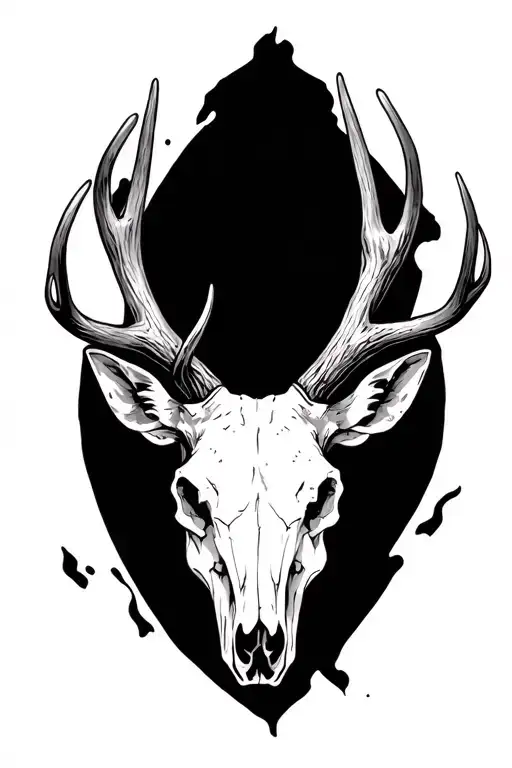 white tail deer skull tattoo design idea