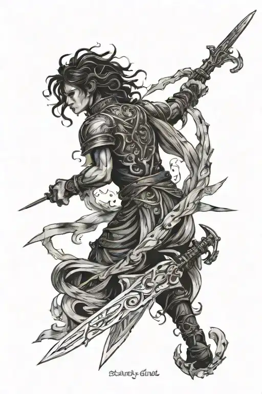 still I rise in the middle of a sword  tattoo design idea