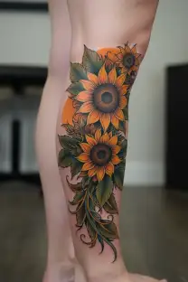 Sunflower western sunset tattoo design idea