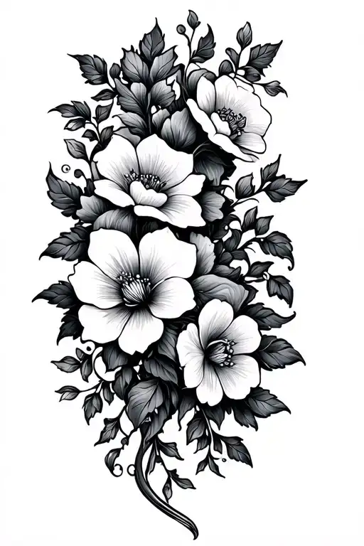 flowers and vines tattoo design idea
