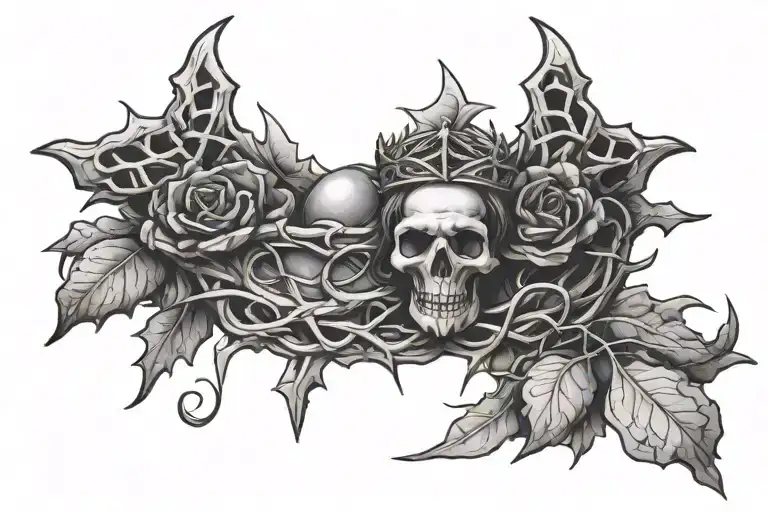 crown of thorns and empty tomb tattoo design idea