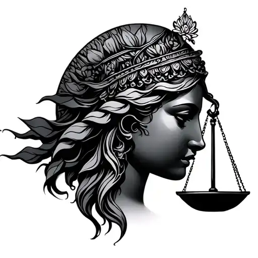 Libra scale goddess tattoo design idea
