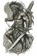 chief warrior with a big sword tattoo design idea