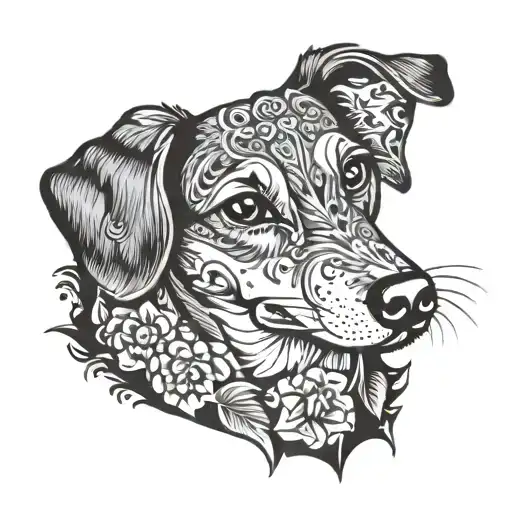 dashchund dog breed tattoo design idea