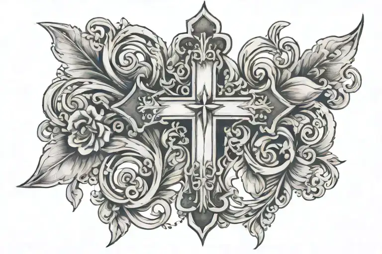 dainty cross tattoo design idea