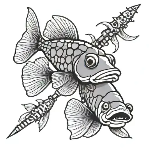 goby fish and pistol shrimp together are ready to fight the war tattoo design idea