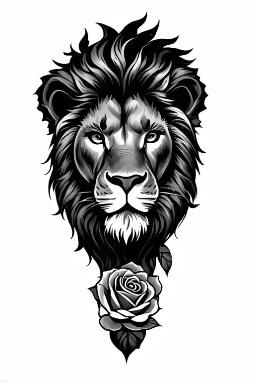 lion,gladiator and roses tattoo design idea