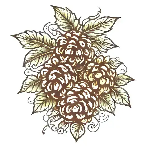 pinecones berries intertwined tattoo design idea
