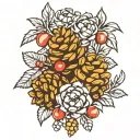 pinecones berries intertwined tattoo design idea