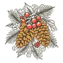 pinecones berries intertwined tattoo design idea