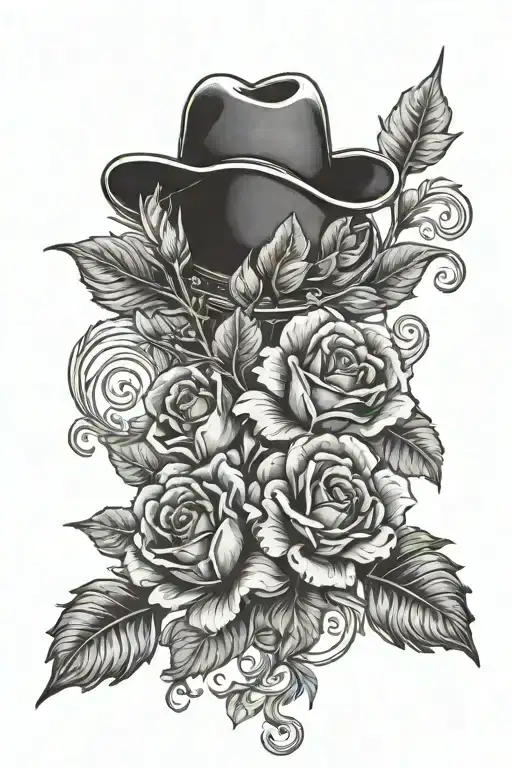 flowers and western leather tooling   tattoo design idea
