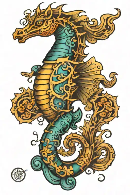 sea horse tattoo design idea