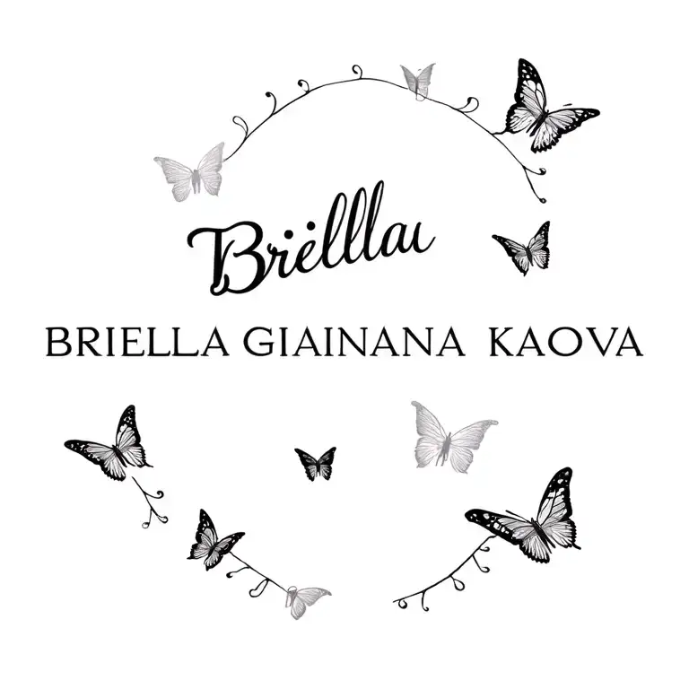 "Briella Gianna Kaova" Butterflies flying tattoo design idea