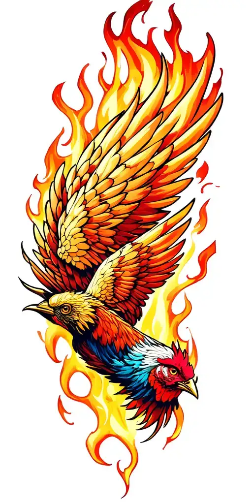 chicken wings on fire  tattoo design idea