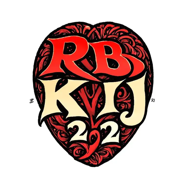 "RB KJ 22" "RB KJ 22" anti-suicide semi colon incorporated within the design tattoo design idea