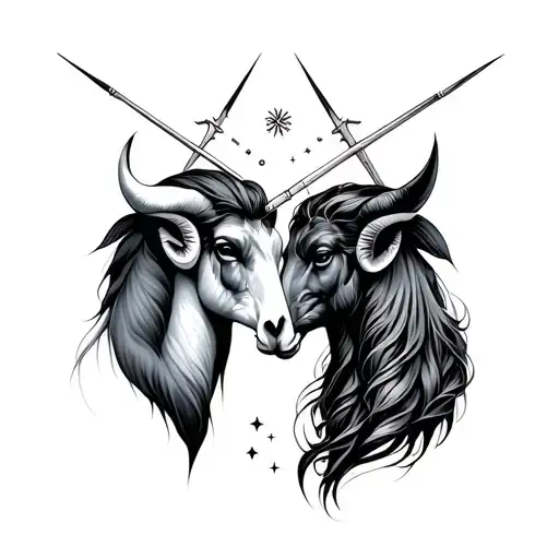 Aries and Sagittarius soulmates tattoo design idea