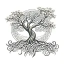 celtic knot, intertwined tree of life tree tattoo design idea