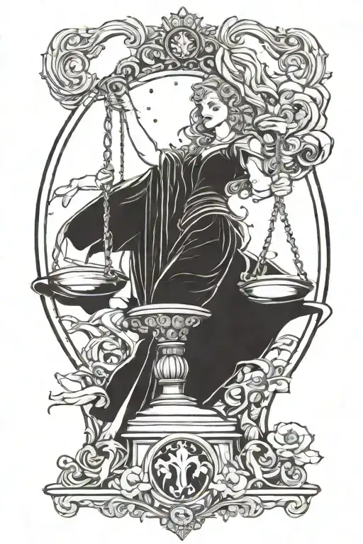 lady injustice corrupted lady justice tarot card tattoo design idea