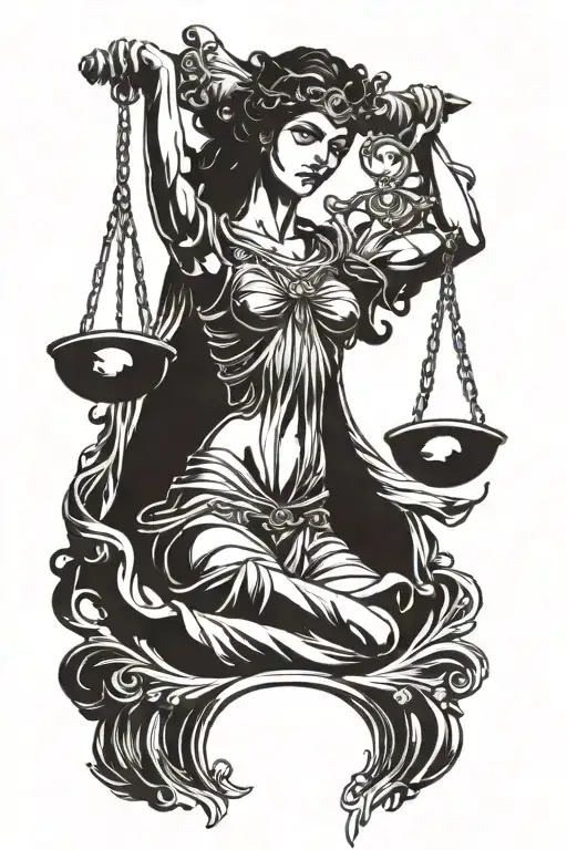 corrupted lady justice   tattoo design idea