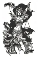 corrupted lady justice   tattoo design idea