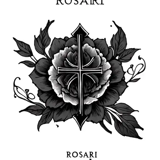 Rosari with cross tattoo design idea