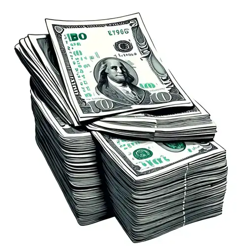 bundle of cash in usd and euro note tattoo design idea